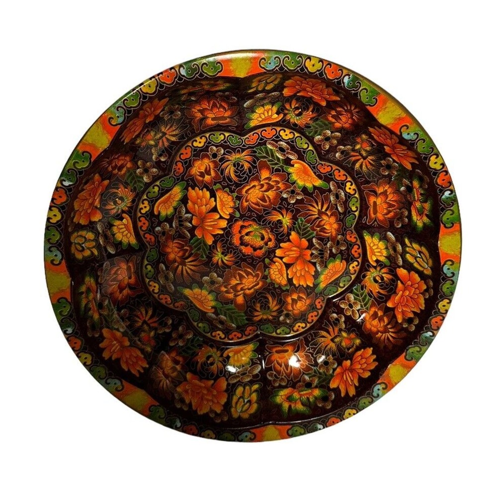 Vtg Daher Decorated Ware 1971 Enameled 10" Large Metal Bowl England Fall Colors